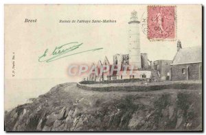 Old Postcard Brest Ruins of L & # 39Abbaye Saint Mathieu