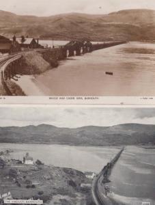 Barmouth Viaduct Welsh Railway Station Bridge Train 2x Old Real Photo Postcard s