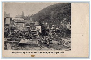 1908 Damage Done Flood June 20th 1908 McGregor Iowa IA Vintage Unposted Postcard