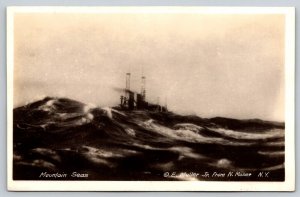 RPPC   WW1   US Navy  Battleship  Mountain Seas    Postcard