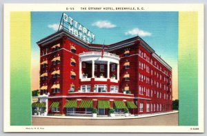 The Ottaray Hotel Greenville South Carolina SC Main Street And Building Postcard