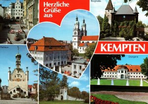 VINTAGE CONTINENTAL SIZE POSTCARD HEARTY GREETINGS FROM KEMPTEN GERMANY