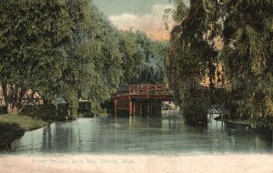 Vintage Postcard 1909 Rustic Bridge Belle Isle Detroit Michigan H. L. Woehler