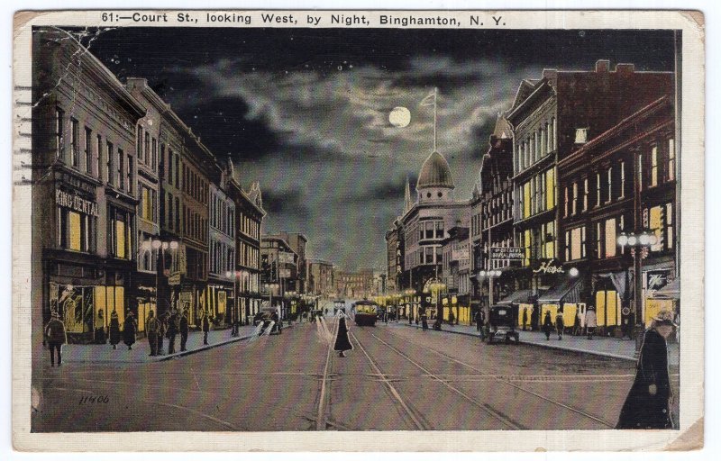 Binghamton, N.Y., Court St., looking West by Night