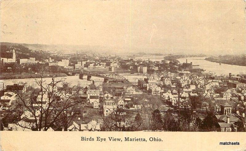 1911 Birdseye View Marietta Ohio postcard 13004