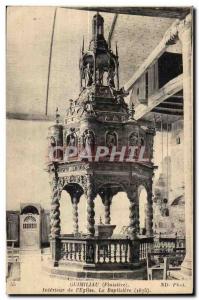 Old Postcard Guimilau (Finistere) Interior of the Church The Baptistry