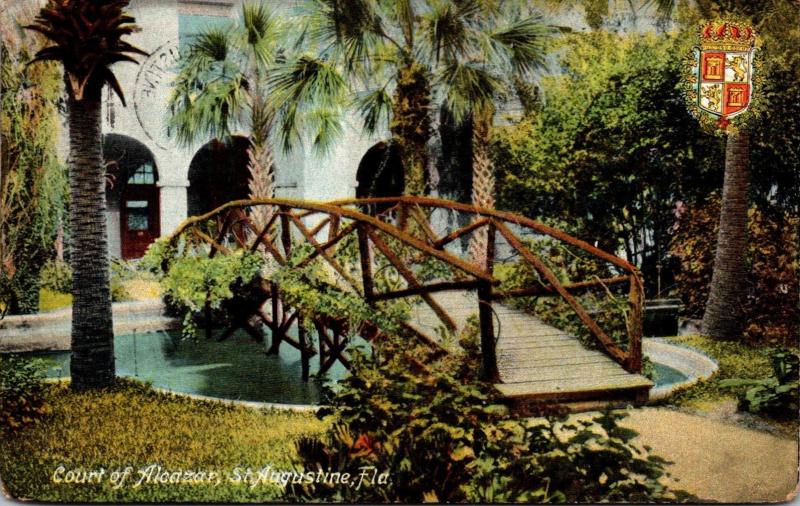 Florida St Augustine Hotel Alcazar Court Showing Rustic Bridge To Grill Room ...