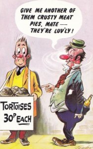 Tramp Eating Tortoise Thinks Its Meat Pie Drunk Bad Taste Comic Humour Postcard