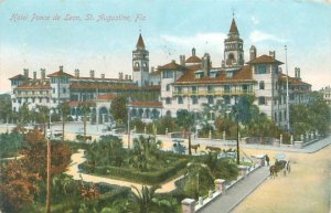 1908 St. Augustine, Florida Postcard, Ponce de Leon Bird's Eye View, Horse