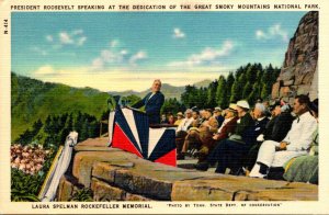 President Roosevelt Speaking At Dedication Of The Great Smoky Mountains Natio...
