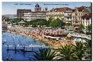 Postcard Old Saint Raphael Boulevard Felix Martin and the Bains Hotel Beau Se...