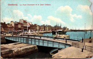 Cherbourg Le Pont Tournant et la Quai Callgny France Postcard PC16