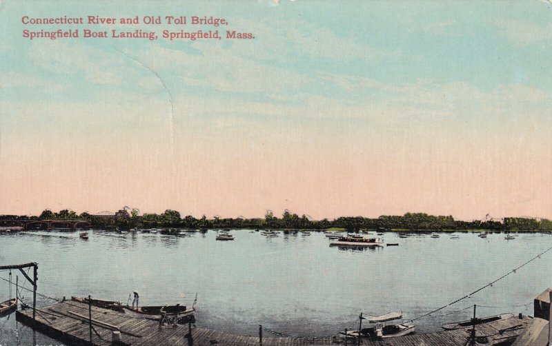 SPRINGFIELD Massachusetts 00-0s Connecticut River, Old Toll Bridge, Boat Landing