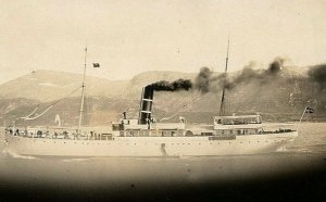 c1904-1920s Ss Sigurd Jarl Real Photo Rppc Postcard Passenger Ship Norwegian Dk