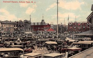 Asbury Park New Jersey Railroad Square Vintage Postcard AA32108