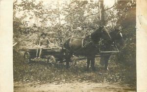 Agriculture Farming Flatbed Wagon C-1910 Occupation RPPC real photo 5708