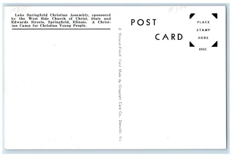 c1940 Lake Springfield Christian Assembly Grounds Springfield Illinois Postcard