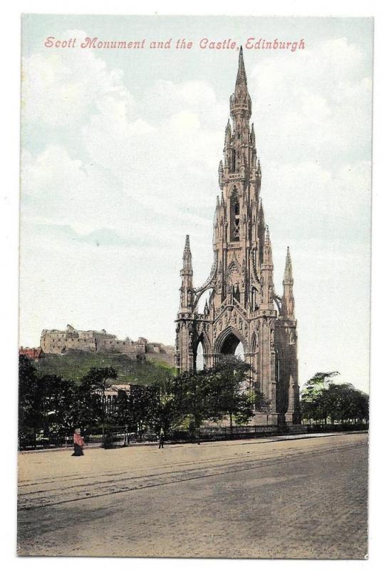 Scotland Scott Monument and Castle Edinburgh Postcard