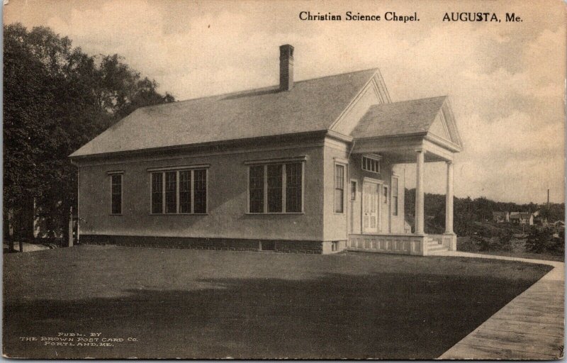 Postcard Christian Science Chapel in Augusta, Maine~132920 