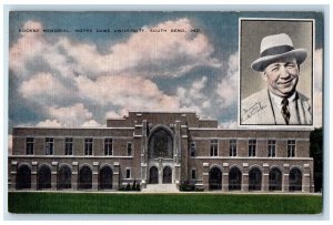 South Bend Indiana IN Postcard Rockne Memorial Notre University Building Vintage