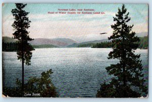 DPO (1902-1929) Moab WA Postcard Newman Lake Near Spokane Lake Scene 1908
