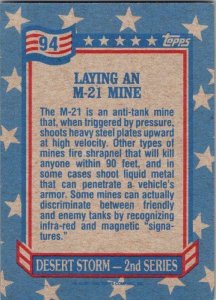Military 1991 Topps Dessert Storm Card Laying An M-21 Mine sk21307