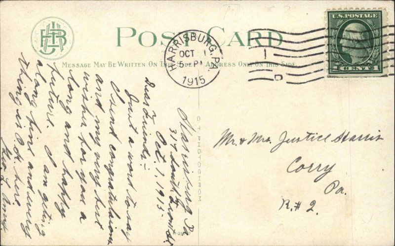 HARRISBURG PA Penn Railroad Station c1910 Postcard