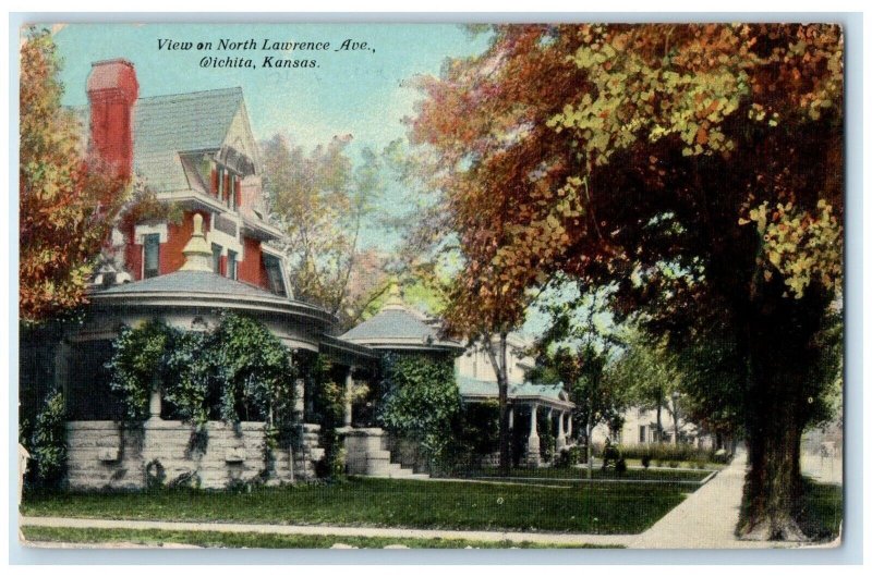 c1910 Sidewalk View Houses North Lawrence Ave Wichita Kansas KS Vintage Postcard