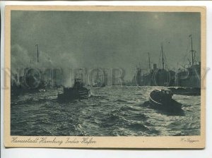 439470 Germany Hamburg port ocean liners Vintage postcard