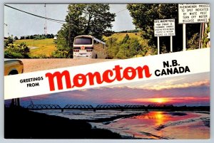 Magnetic Hill, Petitcodiac River At Sunset, Moncton NB Banner Greetings Postcard