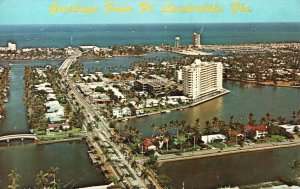 Vintage Postcard Bird's Eye View Of Venice Of America Fort Lauderdale Florida FL