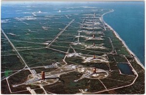 Missile Row Looking North, Kennedy Space Center, Vintage Aerial View Postcard