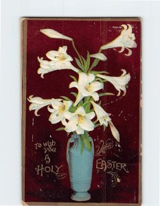 Postcard To wish you A Holy Easter with Flowers Embossed Art Print