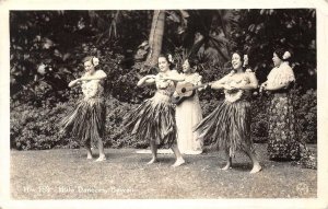 RPPC HULA DANCERS Hawaii Hula Girls Grass Skirts c1940s Vintage Photo Postcard