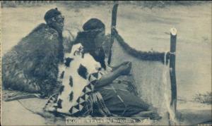 Rotorua New Zealand Maori Woman Weaving Ethnography Postcard