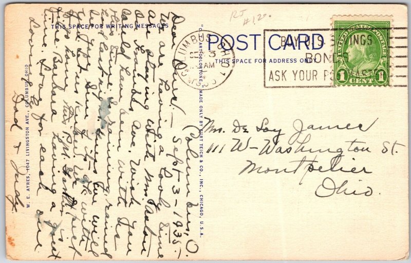 Columbus OH-Ohio, State Capitol and Mckinley Memorial, Trees & Grounds, Postcard