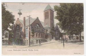 Methodist Church Derby Connecticut 1907c handcolored postcard