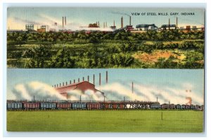 View Of Steel Mills Gary IN Indiana Postcard (EK20)