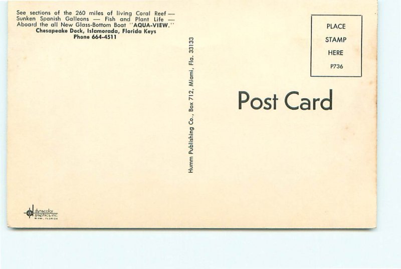 Aqua View Glass Bottom Boat Cheasapeake Dock Islamorada Florida Keys