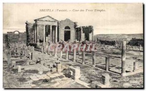 Old Postcard Sbeitla Court of Three Temples Tunisia