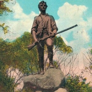 USA Statue Of Captain Parker Lexington Massachusetts Vintage Postcard 07.68