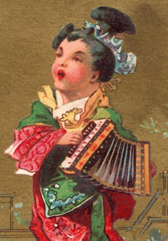 1880s Victorian Trade Cards Japanese Girl Angels Cherubs Set Of 4 P192