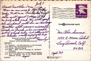 Postcard Alaska Map - South East Alaska Inside Passage