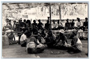 Bali Indonesia Postcard RPPC Photo Cock Fighting People Scene 1939 Vintage