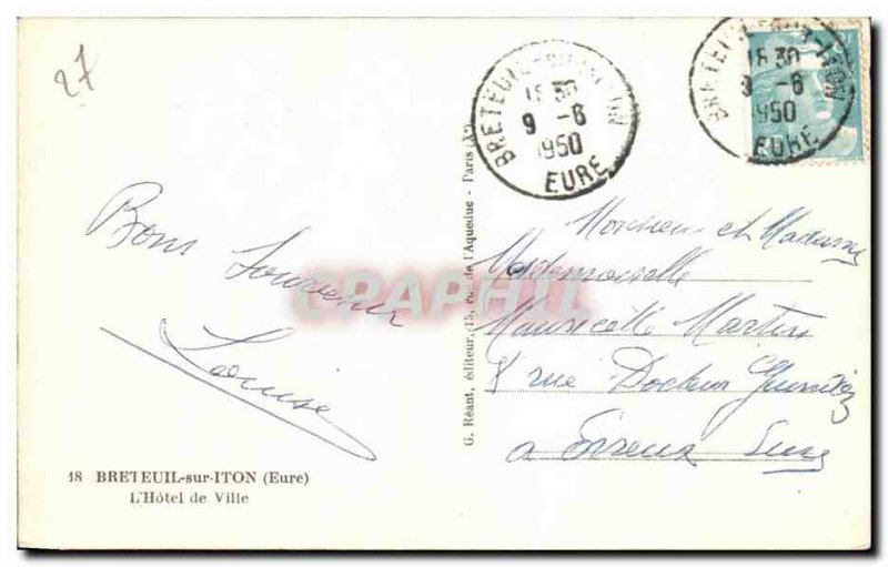 Old Postcard Breteuil on Iton (Eure) The City Hotel