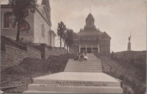 Postcard Mrs CM Schwab School and Presbyterian Church Weatherly PA