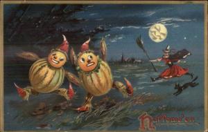 Halloween Witch Chases JOL Men TUCK #150 c1910 Postcard