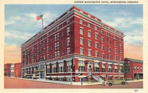 WINCHESTER, VA Virginia  GEORGE WASHINGTON HOTEL & Street View  c1940's Postcard