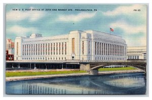 New US Post Office Philadelphia Pennsylvania PA UNP Unused Linen Postcard W18