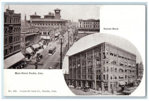 1907 Main Street Central Block Pueblo Colorado CO Antique Unposted Postcard